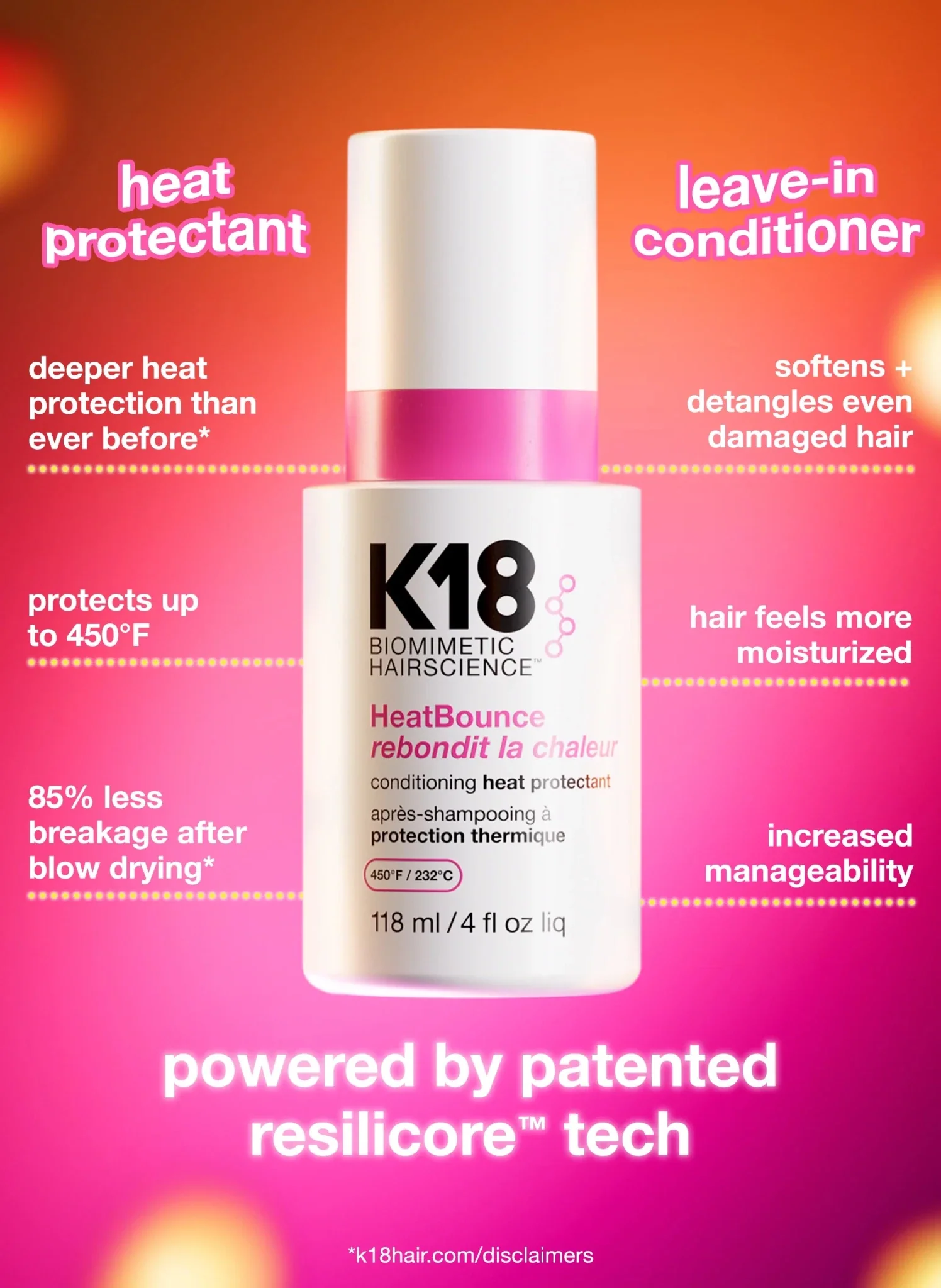 K18 HeatBounce Conditioning Heat Protectant 118ml - Image 2