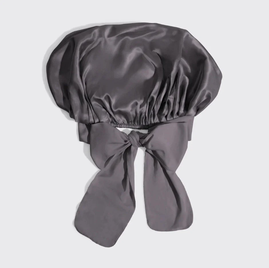 Kitsch Adjustable Oversized Satin Bonnet - Charcoal - Image 3