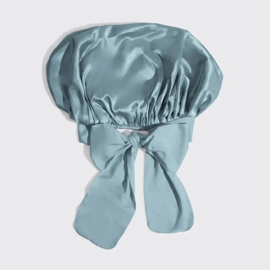 Kitsch Adjustable Oversized Satin Bonnet - Haze Blue - Image 3