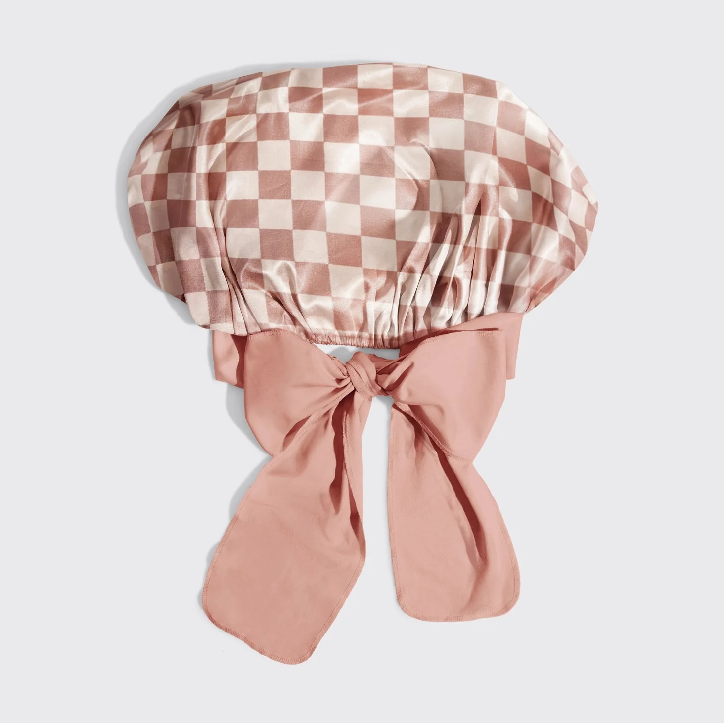 Kitsch Adjustable Oversized Satin Bonnet - Terracotta Checker - Image 3