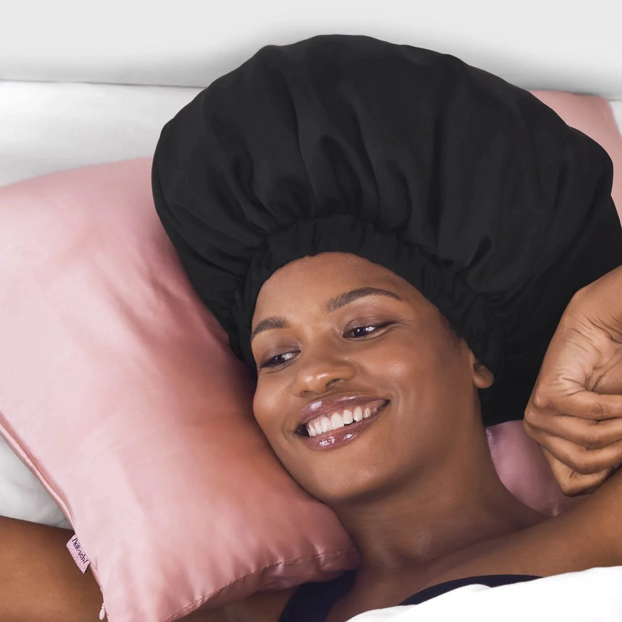 Kitsch Adjustable XL Satin Bonnet - Black - Image 4