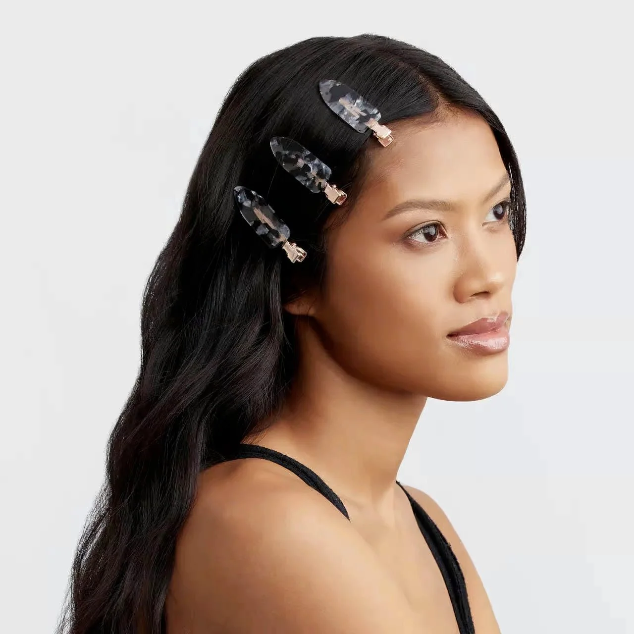 Kitsch Eco-Friendly Creaseless Clips 4pc Set - Black Terrazzo - Image 3