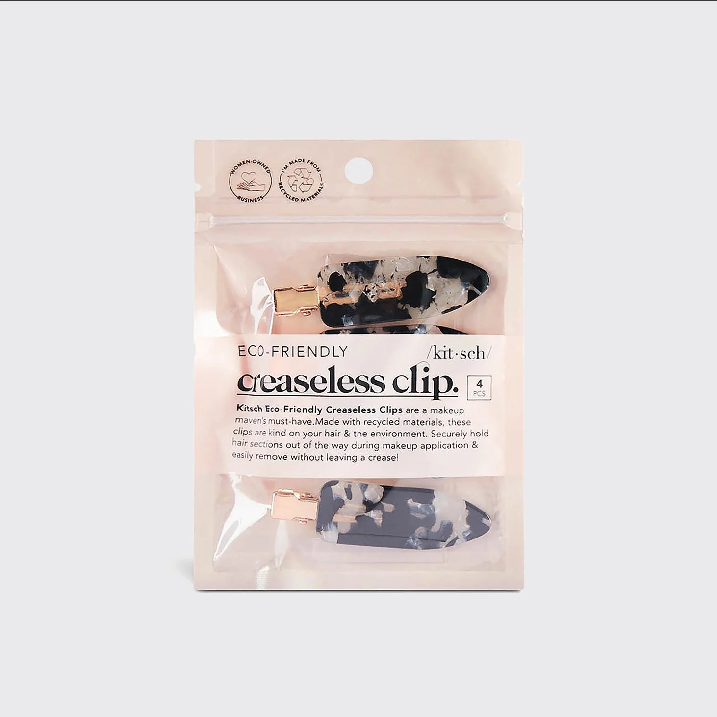 Kitsch Eco-Friendly Creaseless Clips 4pc Set - Black Terrazzo - Image 4