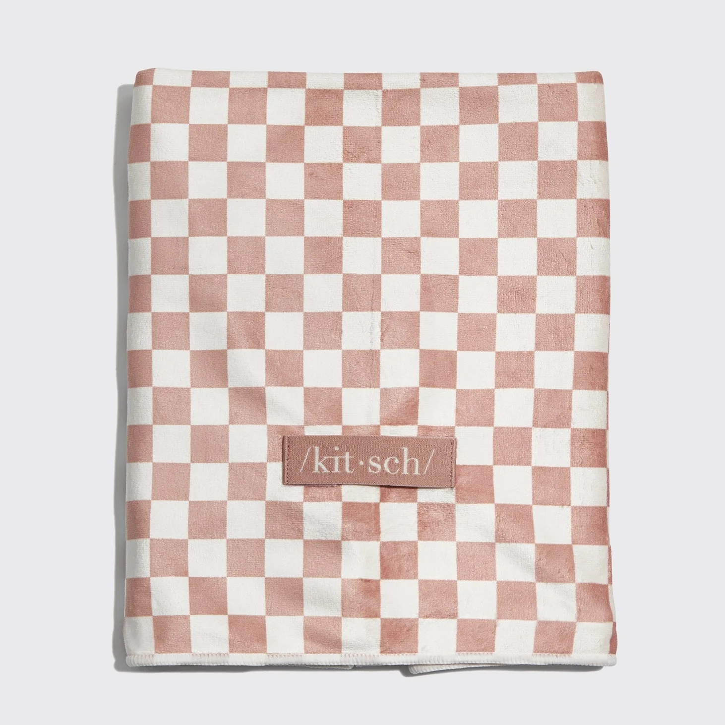 Kitsch Extra Large Quick-Dry Hair Towel Wrap - Terracotta Checker - Image 4