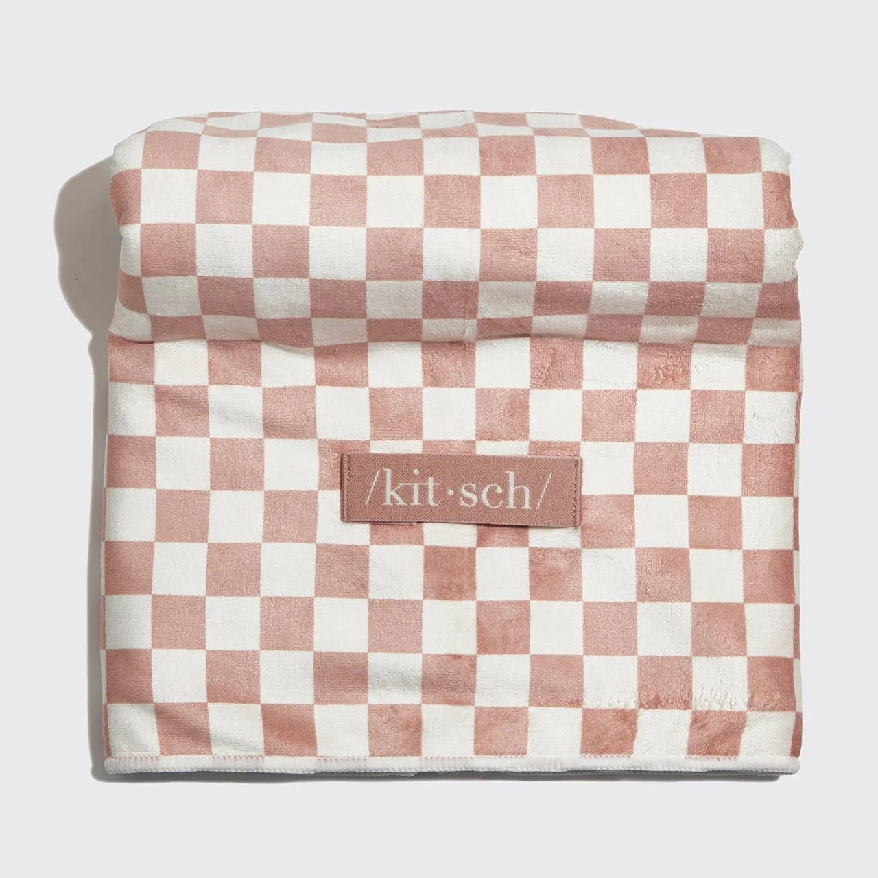 Kitsch Extra Large Quick-Dry Hair Towel Wrap - Terracotta Checker - Image 6
