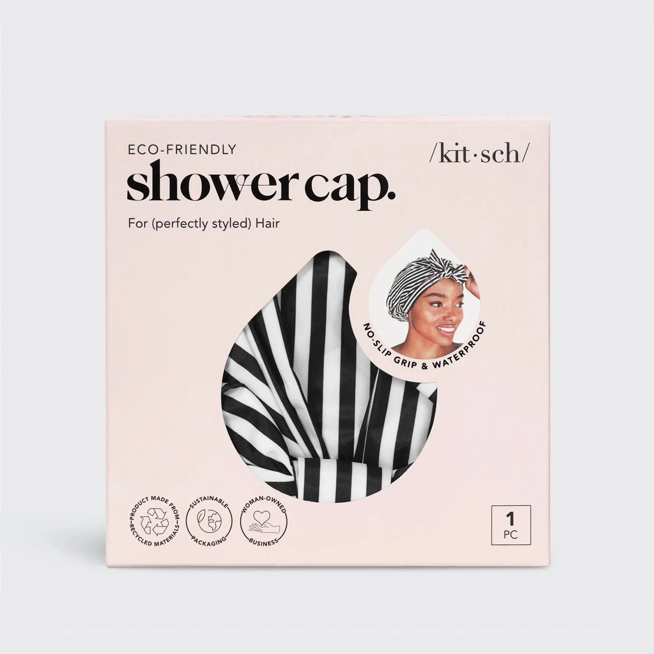 Kitsch Luxury Shower Cap - Stripes - Image 4