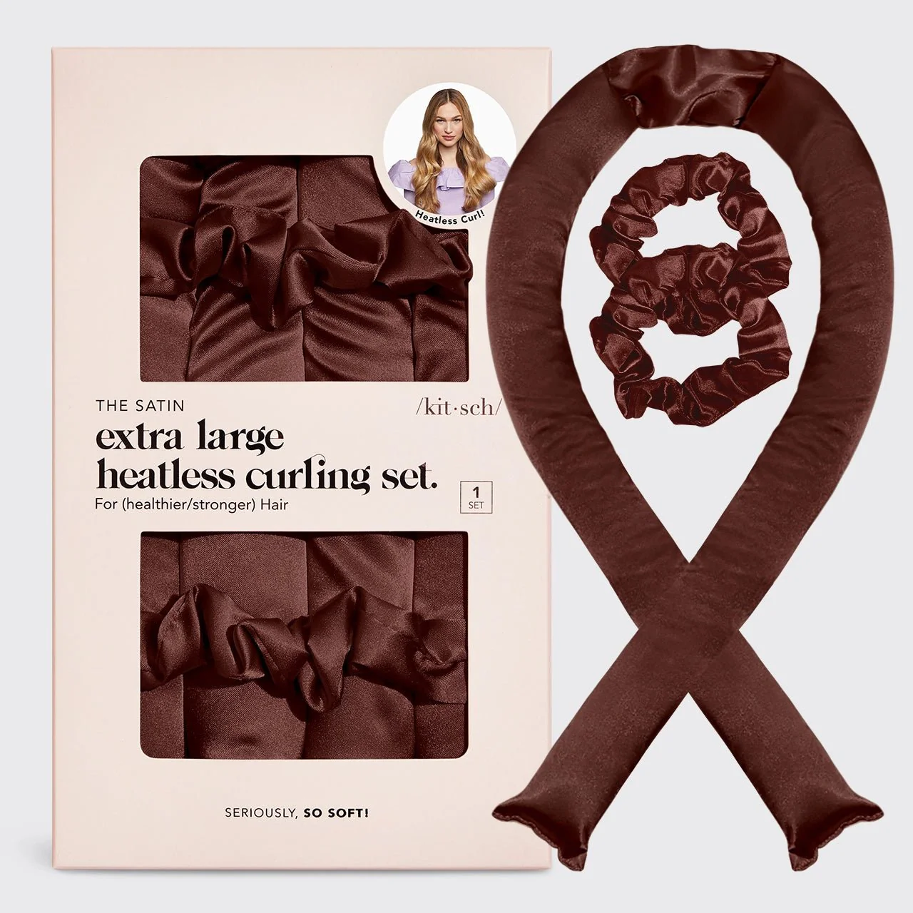 Kitsch XL Satin Heatless Curling Set - Chocolate