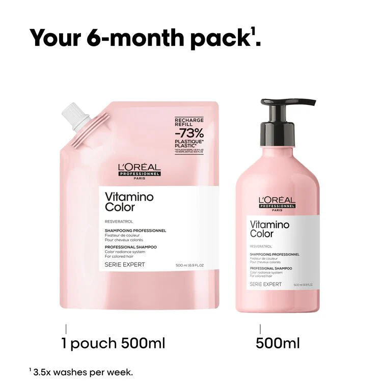 L'Oréal Professionnel Vitamino Color Shampoo Refill Pouch 500ml - Image 2