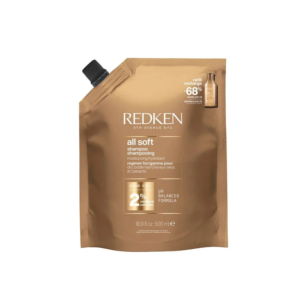 Redken All Soft Shampoo with Argan Oil Refill Pouch 500ml